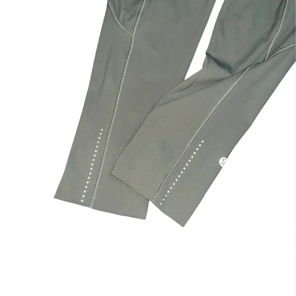 Lululemon Fast & Free Crop II 19” Nulux Grey Sage High Rise Running Leggings 6